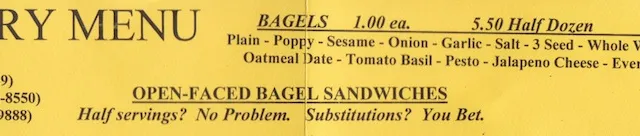 Bagelry Menu