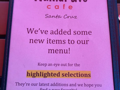 Walnut Avenue Cafe menu — Beverages, Beer/Wine/Mimosa, and Side Orders