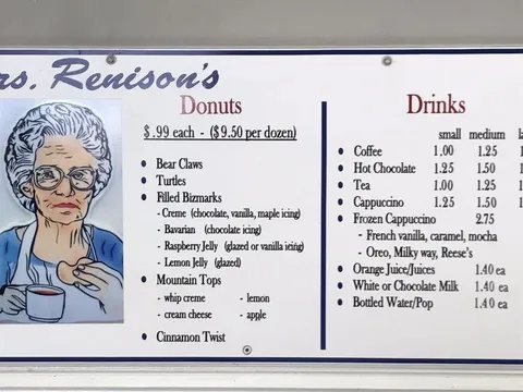 Mrs. Renison's Donuts Menu