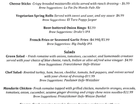 Parish Publick House — Food Menu 1 menu