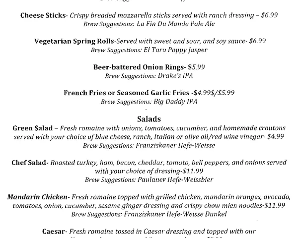 Parish Publick House — Food Menu 1 menu