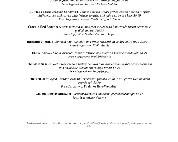 Parish Publick House — Food Menu 2 menu