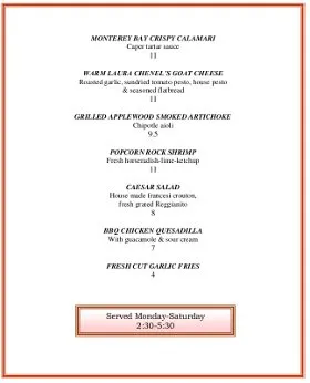 Café Cruz — Cafe Afternoon Menu2 menu