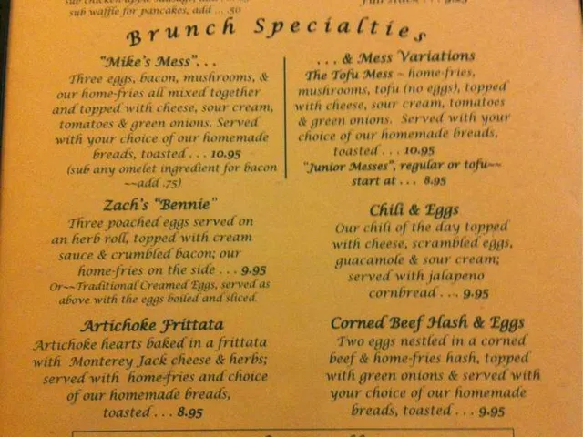 Zachary's menu