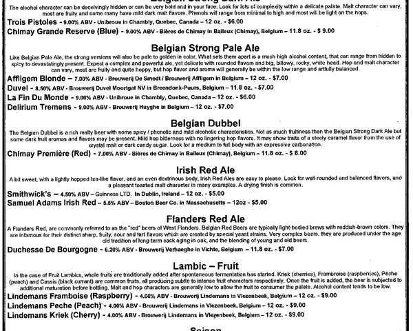 Parish Publick House — Bar Menu 2 menu