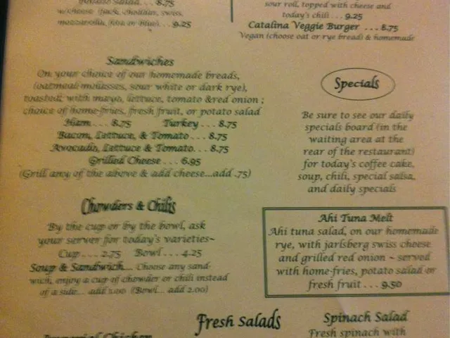 Zachary's menu