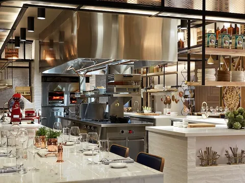 Open kitchen and dining counter at Stoke in Charlotte