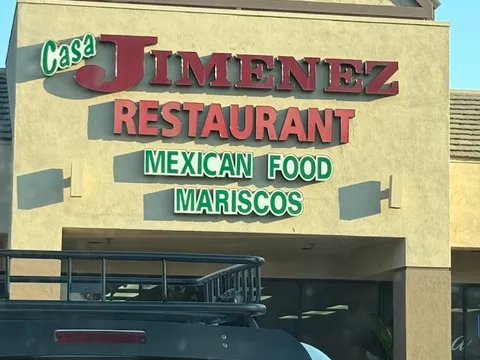Storefront sign of Casa Jimenez Restaurant
