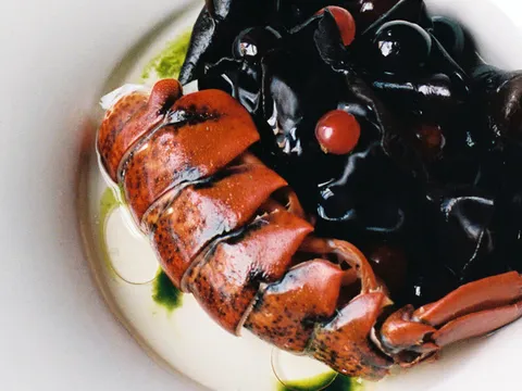 Estela lobster with wood ear mushrooms, grapes and currants