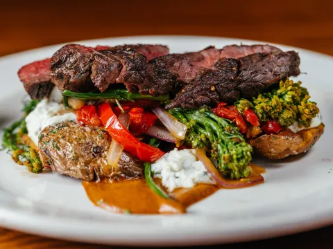 Marinated hanger steak at Alba in Des Moines