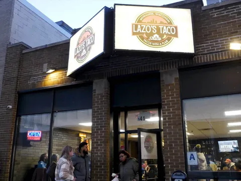 Storefront and signage of Lazo's Taco Shack