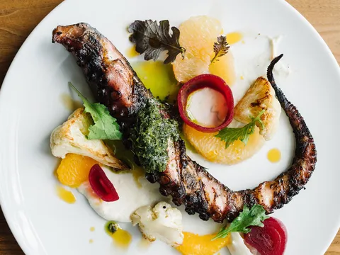Hearth-roasted octopus with cauliflower and citrus at St. Cecilia